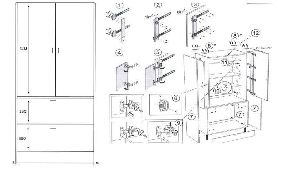 Aamiaiskaappi 100cm, korkeus 1920mm - Image 2